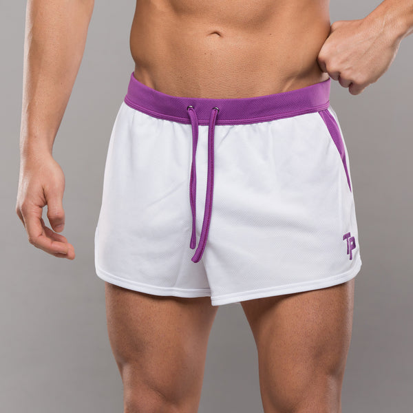 TP BodyBuilding Shorts - White & Purple