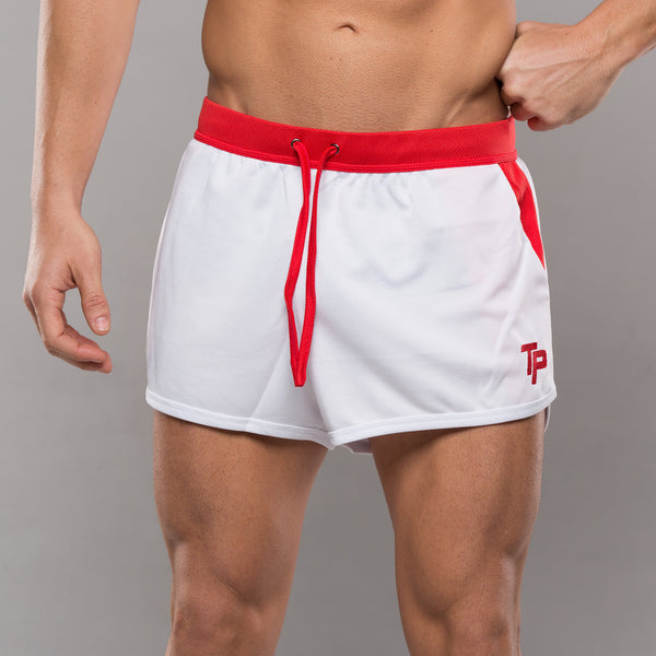 TP BodyBuilding Shorts - White & Red