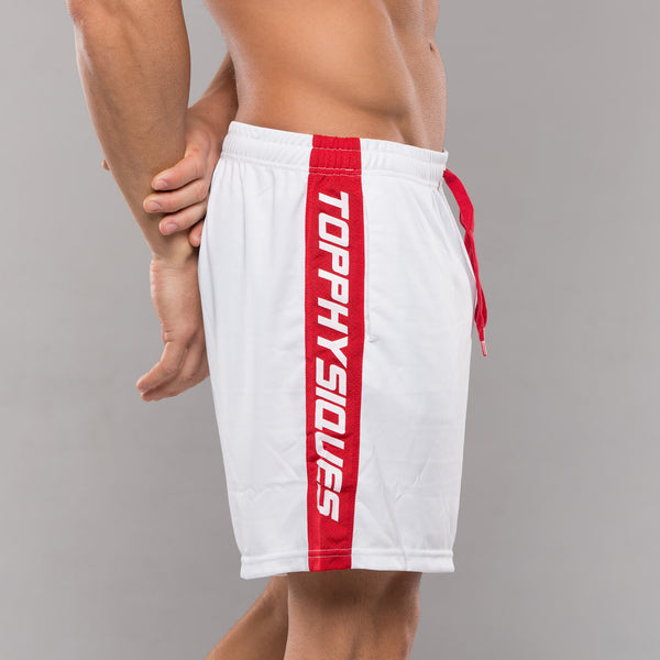 Stripe Performance Shorts - White & Red