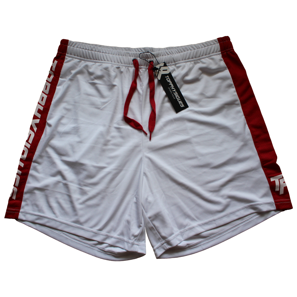 Stripe Performance Shorts - White & Red