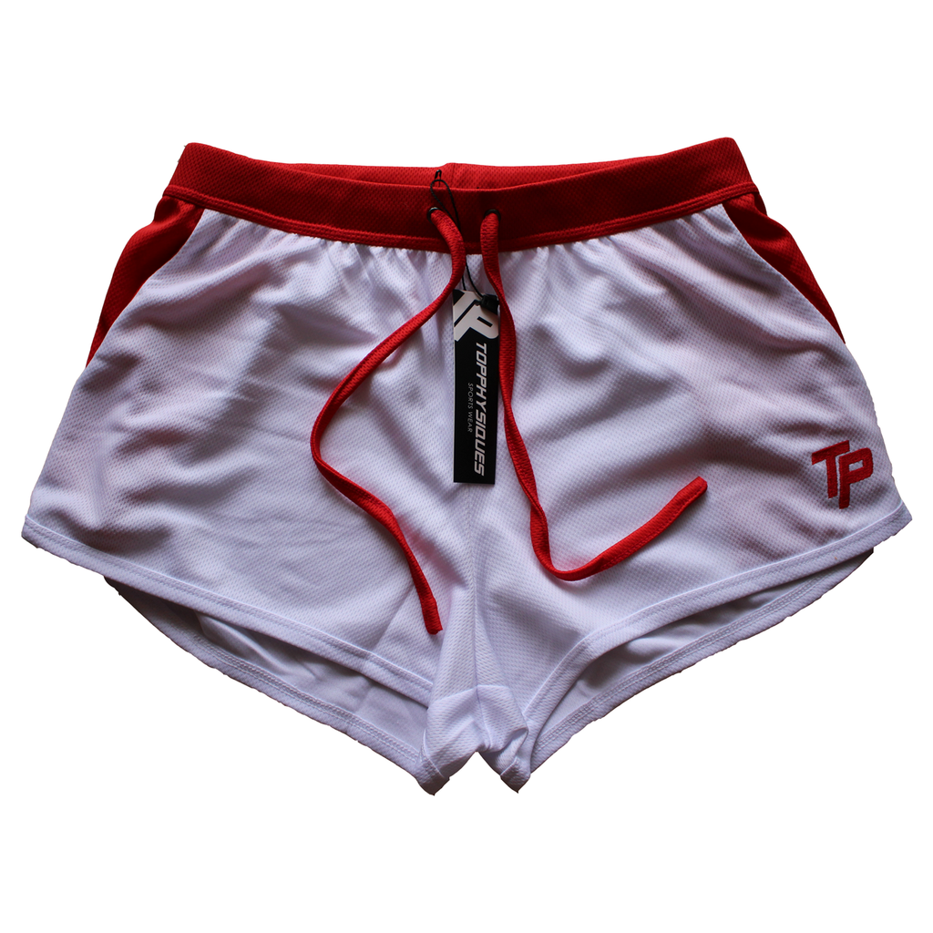 TP BodyBuilding Shorts - White & Red
