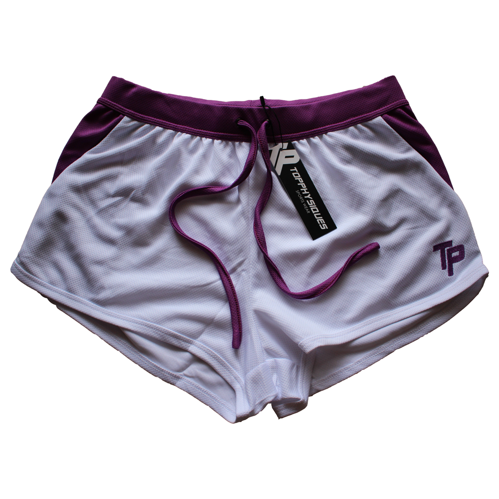 TP BodyBuilding Shorts - White & Purple