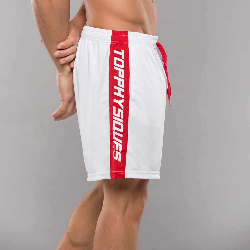 Stripe Performance Shorts - White & Red