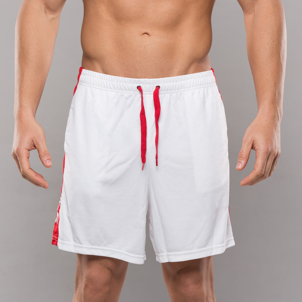 Stripe Performance Shorts - White & Red