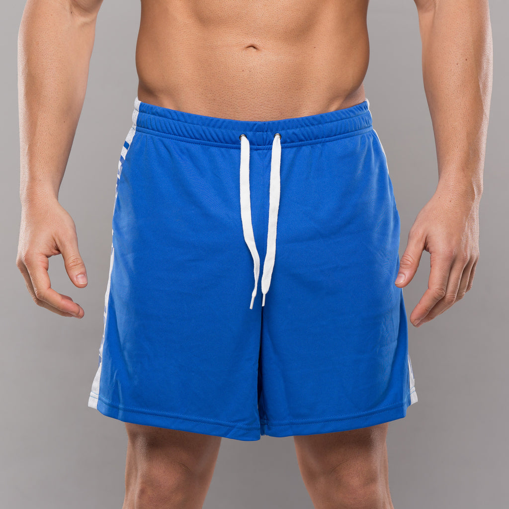 Stripe Performance Shorts - Blue & White