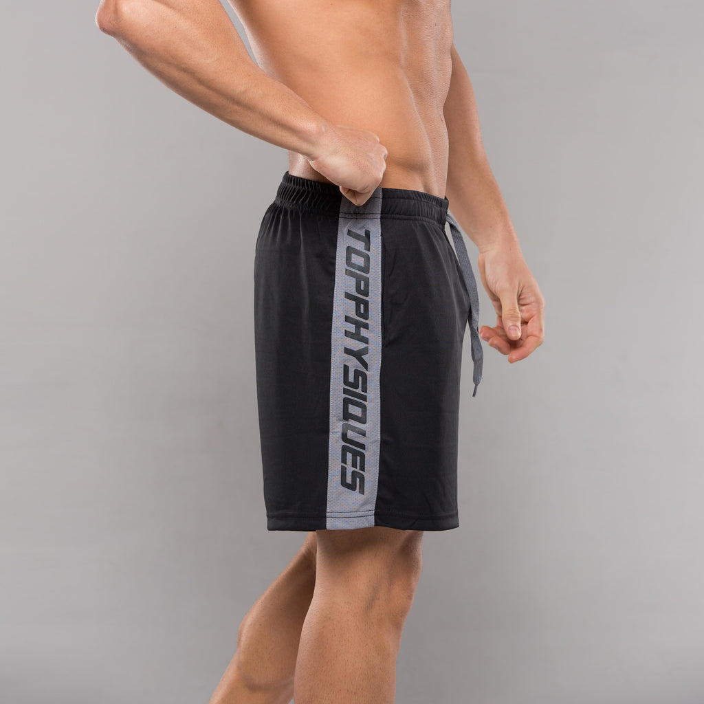 Stripe Performance Shorts - Black & Grey