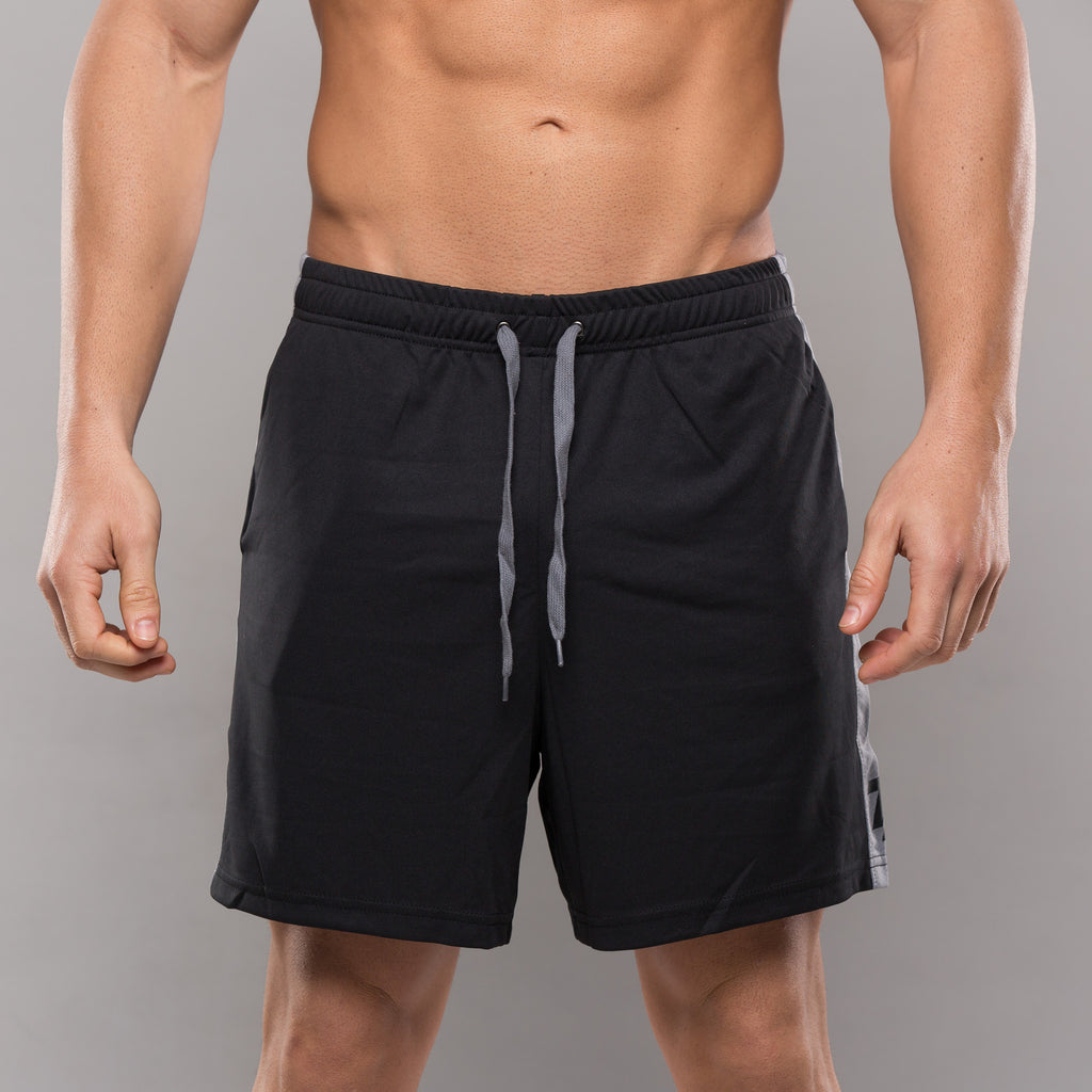 Stripe Performance Shorts - Black & Grey